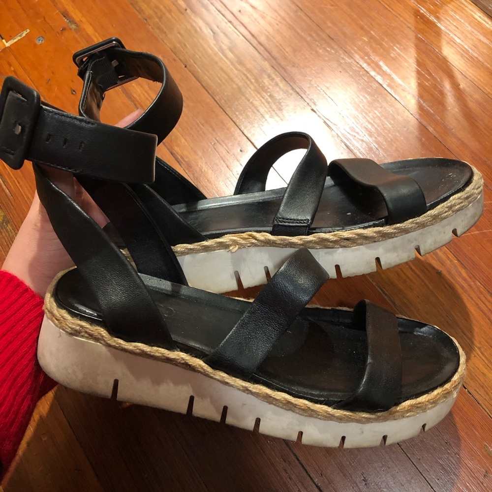Franco Sarto Black Strappy Platform Sandals